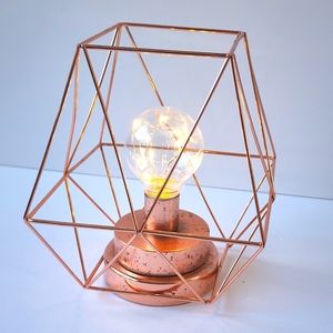 Geometric rose gold LED light lamp